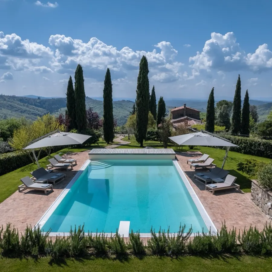 The pool, with the hills beyond